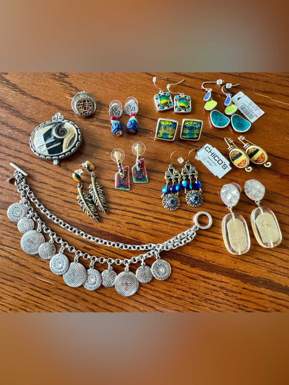 Chicos Jewelry Lot Earrings Bracelet Colorful Pendant Mixed Dangle Green Blue
